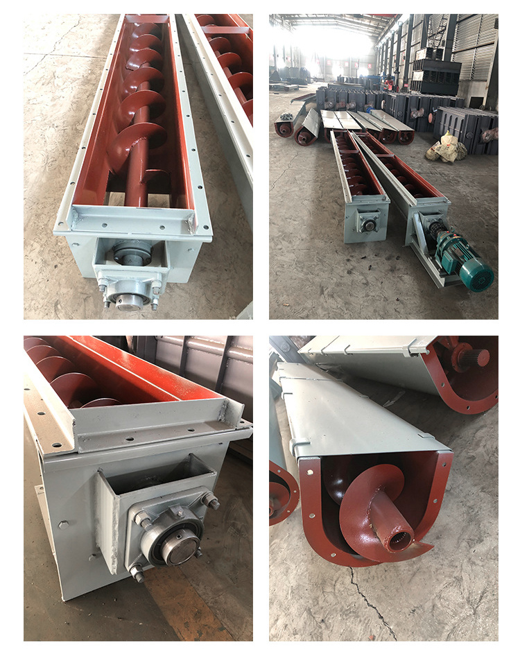 U型螺旋輸送機(jī)細(xì)節(jié)展示，采用不銹鋼材質(zhì)，輸送穩(wěn)定
